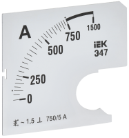 Шкала сменная для амперметра Э47 750/5А класс точности 1,5 72х72мм IEK