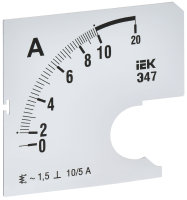 Шкала сменная для амперметра Э47 10/5А класс точности 1,5 72х72мм IEK