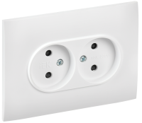 SKANDY Розетка 2-местная без заземления с защитными шторками 10А в сборе SK-R09W арктический белый IEK