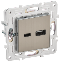 SKANDY Розетка USB A+C 18Вт SK-R13N металл никель IEK