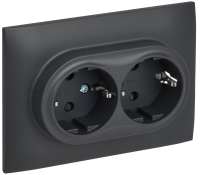 SKANDY Розетка 2-местная с заземлением с защитными шторками 16А в сборе SK-R07T титан IEK