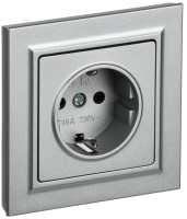 BRITE Розетка 1-местная с заземлением с защитными шторками 16А в сборе РСР14-1-0-БрА алюминий IEK