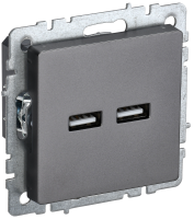 BRITE Розетка USB A+A 5В 3,1А РЮ10-1-БрС сталь IEK