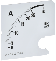 Шкала сменная для амперметра Э47 25/5А класс точности 1,5 96х96мм IEK