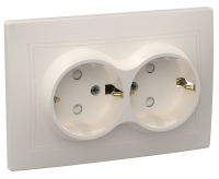 KVARTA Розетка 2-местная с заземлением с защитными шторками 16А РСш12-3-ККм кремовый GENERICA
