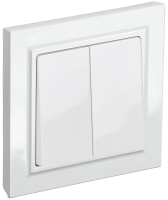 BRITE Выключатель 2-клавишный 10А в сборе ВСР10-2-0-БрБ белый IEK