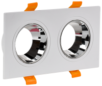 Светильник 4108 встраиваемый поворотный под лампу 2хGU10 белый/хром пластик IEK
