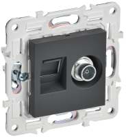 SKANDY Розетка двойная TV+RJ45 кат.6 SK-A15T титан IEK