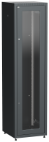 ITK LINEA E Шкаф напольный сетевой 19" 33U 600х600мм стеклянная передняя дверь задняя металлическая черный