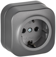 GLORY Розетка 1-местная для открытой установки с заземлением без защитных шторок 16А РС20-3-ХСм сталь матовый IEK