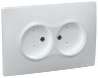 KVARTA Розетка 2-местная без заземления с защитными шторками 10А РСш12-2-КБ белый GENERICA
