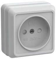 OKTAVA Розетка 1-местная без заземления с защитными шторками для открытой установки 10А РСш20-2-ОБ белый GENERICA