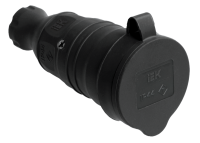 РБп13-1-0м Розетка с защитной крышкой переносная ОМЕГА IP44 каучук IEK