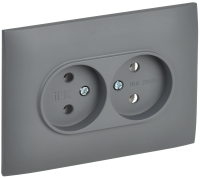 SKANDY Розетка 2-местная без заземления без защитных шторок 10А в сборе SK-R10Gr серый IEK