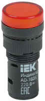Лампа AD16DS(LED)матрица d16мм красный 230В AC/DC IEK