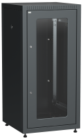 ITK LINEA E Шкаф напольный сетевой 19" 24U 600х600мм стеклянная передняя дверь задняя металлическая черный