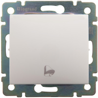 VALENA Выключатель 1-клавишный самовозвартный с символом звонка схема 1P 10А безвинтовые зажимы белый