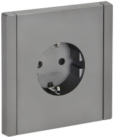 FORTE&PIANO Розетка 1-местная с заземлением с защитными шторками безвинтовое крепление 16А FP513 сталь IEK