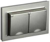 BRITE Розетка 2-местная с заземлением с защитными шторками и крышкой 16А в сборе IP44 РСбш12-3-44-БрШ шампань IEK