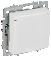 BRITE Розетка 1-местная с заземлением с защитными шторками и крышкой 16А IP44 РСбш10-3-44-БрАБ арктический белый IEK