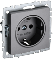BRITE Розетка 1-местная с заземлением с защитными шторками 16А РС14-1-0-БрС сталь IEK