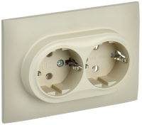 SKANDY Розетка 2-местная с заземлением без защитных шторок 16А в сборе SK-R08B бежевый IEK