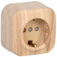 GLORY Розетка 1-местная для открытой установки с заземлением с защитными шторками 16А РСш20-3-ХС сосна IEK
