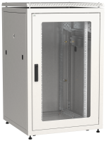 ITK LINEA N Шкаф сетевой 19" 24U 800х800мм стеклянная передняя дверь задняя металлическая серый