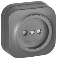 GLORY Розетка 1-местная для открытой установки без заземления с защитными шторками 10А РСш20-2-ХСм сталь матовый IEK