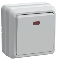 OKTAVA Выключатель 1-клавишный с индикацией для открытой установки 10А ВС20-1-1-ОБ белый GENERICA
