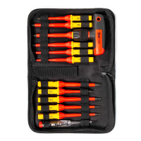 Набор диэлектрических отверток НИО-4412-Т серия ПРОФИ со сменными стержнями для работ под напряжением до 1000 В, стандарт VDE (КВТ)