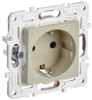 SKANDY Розетка с заземлением с защитными шторками 16А безвинтовое крепление SK-R06B бежевый IEK