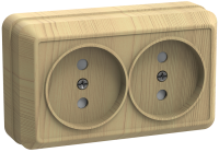 OKTAVA Розетка 2-местная без заземления для открытой установки 10А РС22-2-ОС сосна GENERICA