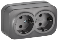 GLORY Розетка 2-местная для открытой установки с заземлением без защитных шторок 16А РС22-3-ХСм сталь матовый IEK