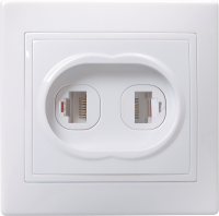 KVARTA Розетка 2-местная RJ11+RJ45 кат.5е РК/Т12-КБ белый GENERICA