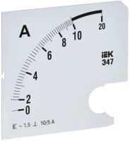 Шкала сменная для амперметра Э47 10/5А класс точности 1,5 96х96мм IEK
