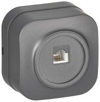 GLORY Розетка для открытой установки телефонная RJ11 РТ20-ХСм сталь матовый IEK