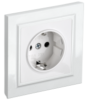 BRITE Розетка 1-местная с заземлением с защитными шторками 16А в сборе РСР14-1-0-БрБ белый IEK