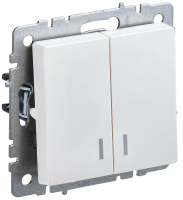 BRITE Выключатель 2-клавишный с индикацией 10А ВС10-2-1-БрЖ жемчуг IEK