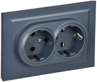 BRITE Розетка 2-местная с заземлением с защитными шторками 16А в сборе РСш12-3-БрМ маренго IEK
