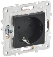 SKANDY Розетка с заземлением с защитными шторками 16А безвинтовое крепление SK-R06Bl черный IEK