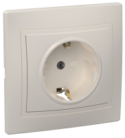 KVARTA Розетка 1-местная с заземлением с защитными шторками 16А кер. РСш10-3-Км кремовый GENERICA