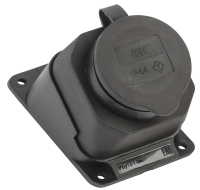 РБу13-1-0м Розетка с защитной крышкой угловая настенная ОМЕГА IP44 каучук IEK