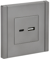 FORTE&PIANO Розетка USB A+C 3,1А FP550 сталь IEK