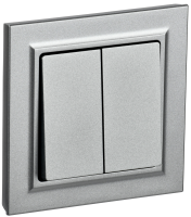 BRITE Выключатель 2-клавишный 10А в сборе ВСР10-2-0-БрА алюминий IEK