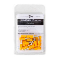 Наконечник кабельный штыревой круглый изолированный НШКИ 6.0–13 (20 шт) с ПВХ изоляцией в мини-упаковке (КВТ)