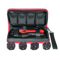 Набор в сумке СТК+4 серия ПРОФИ пресс-клещи (кримпер) с четырьмя матрицами для опрессовки изолированных и неизолированных наконечников (КВТ)