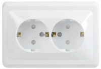 VEGA Розетка 2-местная с заземлением с защитными шторками 16А РСш12-3-ВБ белый GENERICA