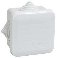 Коробка распаячная КМ41236 для открытой проводки безгалогенная (HF) 70х70х40мм с защелкивающейся крышкой IP44 4 гермоввода серая IEK