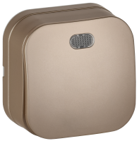 GLORY Выключатель 1-клавишный для открытой установки с индикацией 10А ВС20-1-1-ХШм шампань матовый IEK